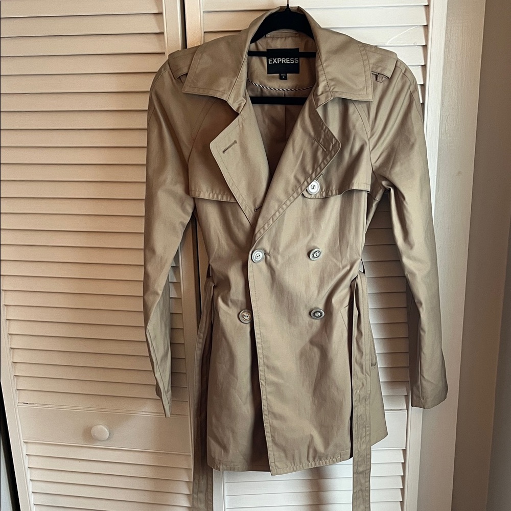 Express Women’s Beige Double-Breasted Trench Coat